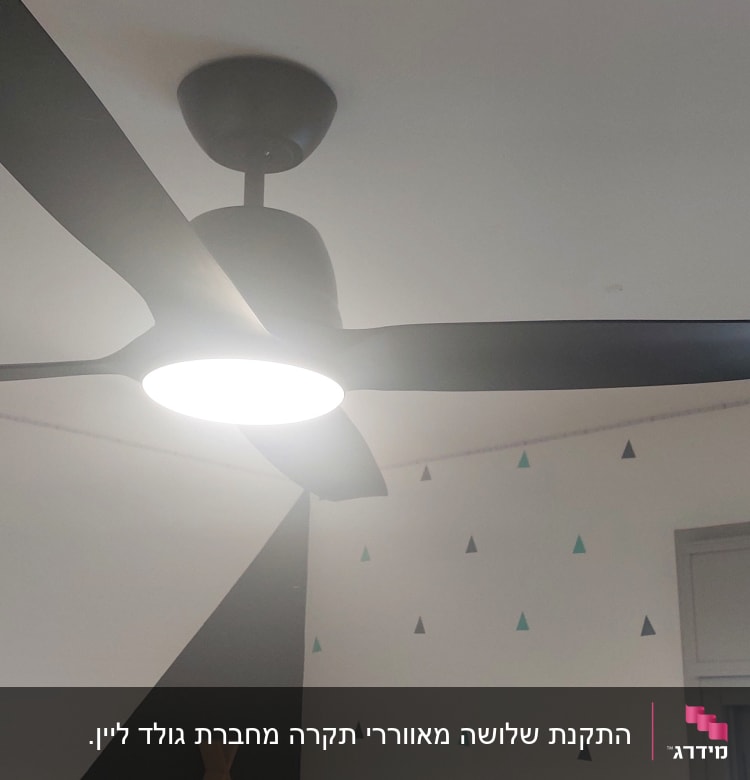 מאוורר תקרה עם תאורה דולקת